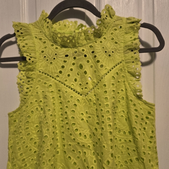NWT Skie Are Blue Eyelet Lace Top Size S Color Lime Yellow - Picture 5 of 9